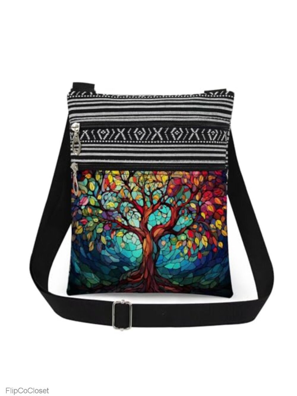 Polyester Crossbody Bag Small Travel Purse Adjustable Strap Dual Pocket